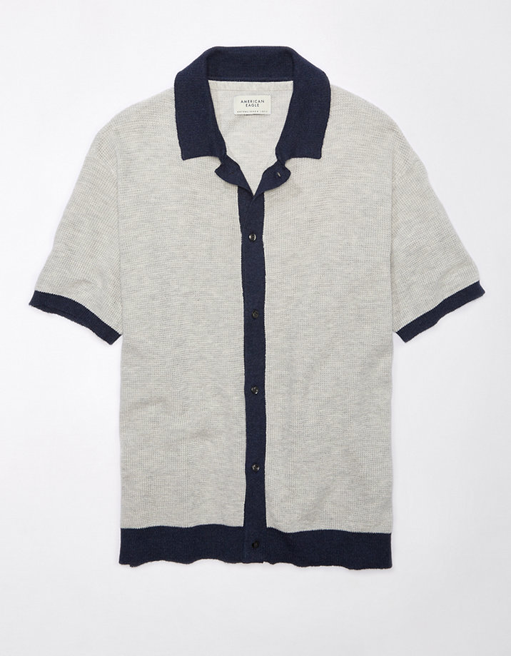 AE Weekend Button-Up Sweater Polo Shirt