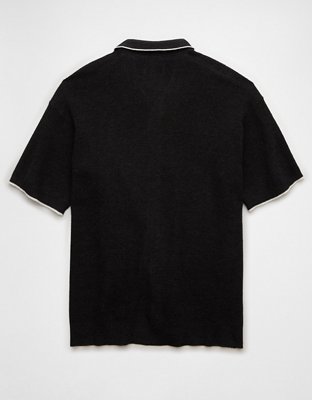 AE Weekend Waffle Button-Up Sweater Polo Shirt
