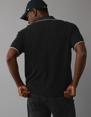 AE Weekend Waffle Button-Up Sweater Polo Shirt