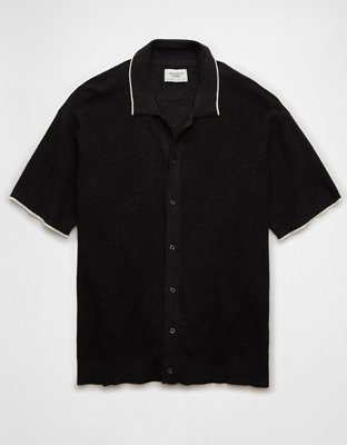 AE Waffle Button-Up Sweater Polo Shirt