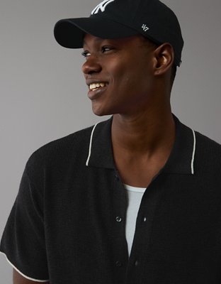 AE Weekend Waffle Button-Up Sweater Polo Shirt