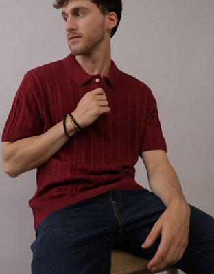 AE Textured Sweater Polo Shirt