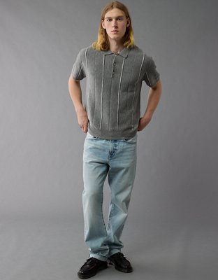 AE Weekend Striped Sweater Polo Shirt