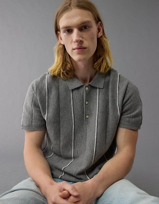 AE Weekend Striped Sweater Polo Shirt