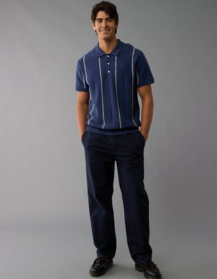 AE Weekend Striped Sweater Polo Shirt
