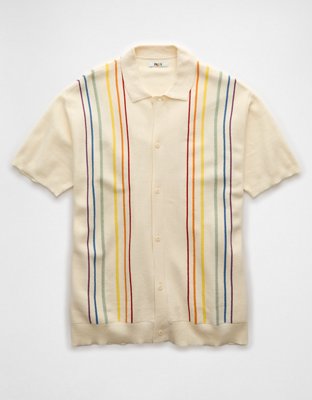 AE Pride Weekend Button-Up Sweater Polo Shirt