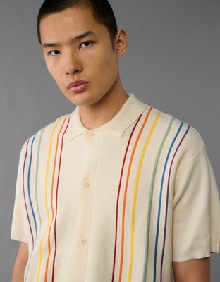 AE Pride Button-Up Sweater Polo Shirt