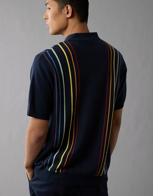 AE Pride Weekend Button-Up Sweater Polo Shirt