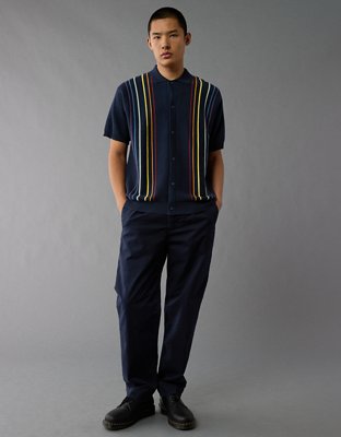 AE Pride Weekend Button-Up Sweater Polo Shirt
