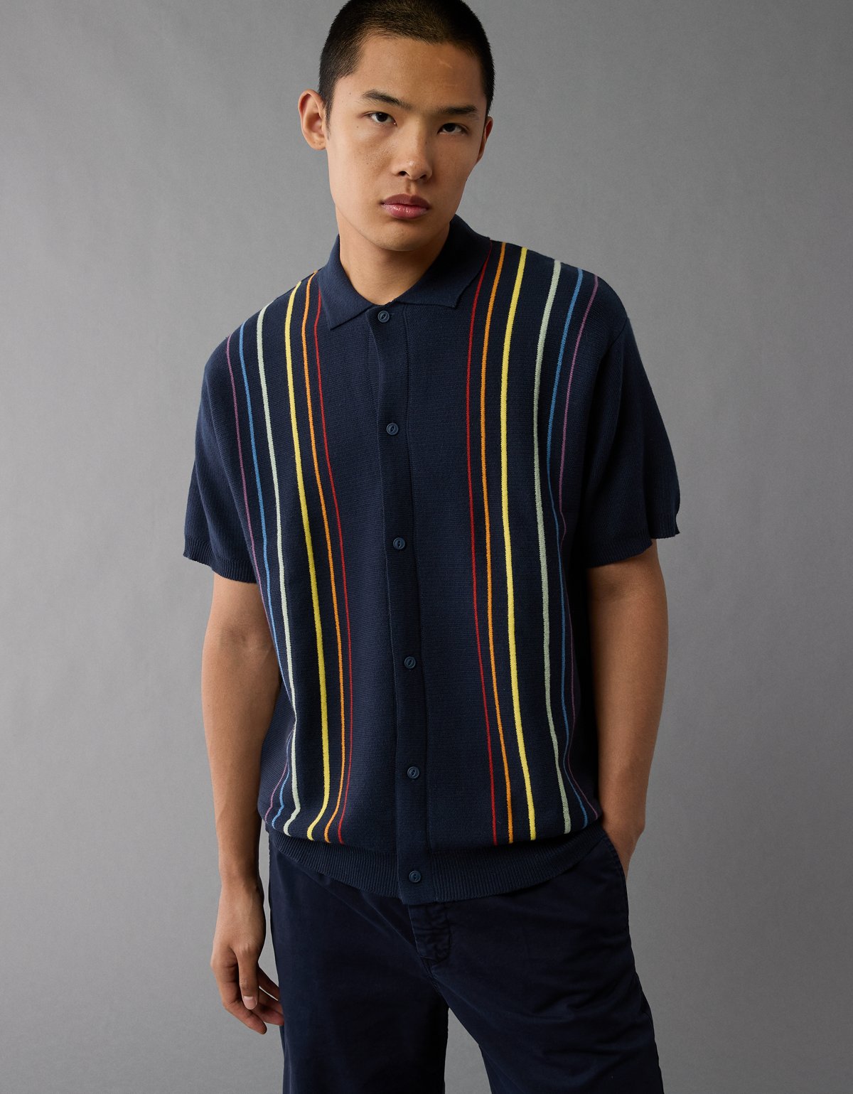 AE Pride Weekend Button-Up Sweater Polo Shirt - image 5