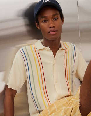 AE Camisa Polo del Orgullo Tejida con Botones de Fin de Semana