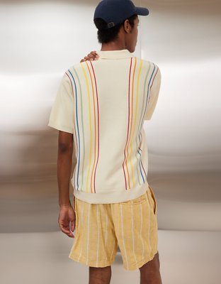 AE Pride Weekend Button-Up Sweater Polo Shirt