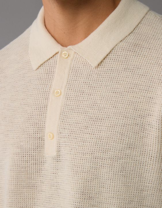 AE Waffle Sweater Polo Shirt