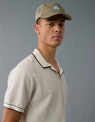 AE Camisa Polo Tejida y Decorada con Cuello Estilo Johnny de Fin de Semana
