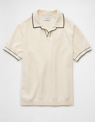 AE Camisa Polo Tejida y Decorada con Cuello Estilo Johnny de Fin de Semana