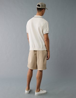 AE Camisa Polo Tejida y Decorada con Cuello Estilo Johnny de Fin de Semana
