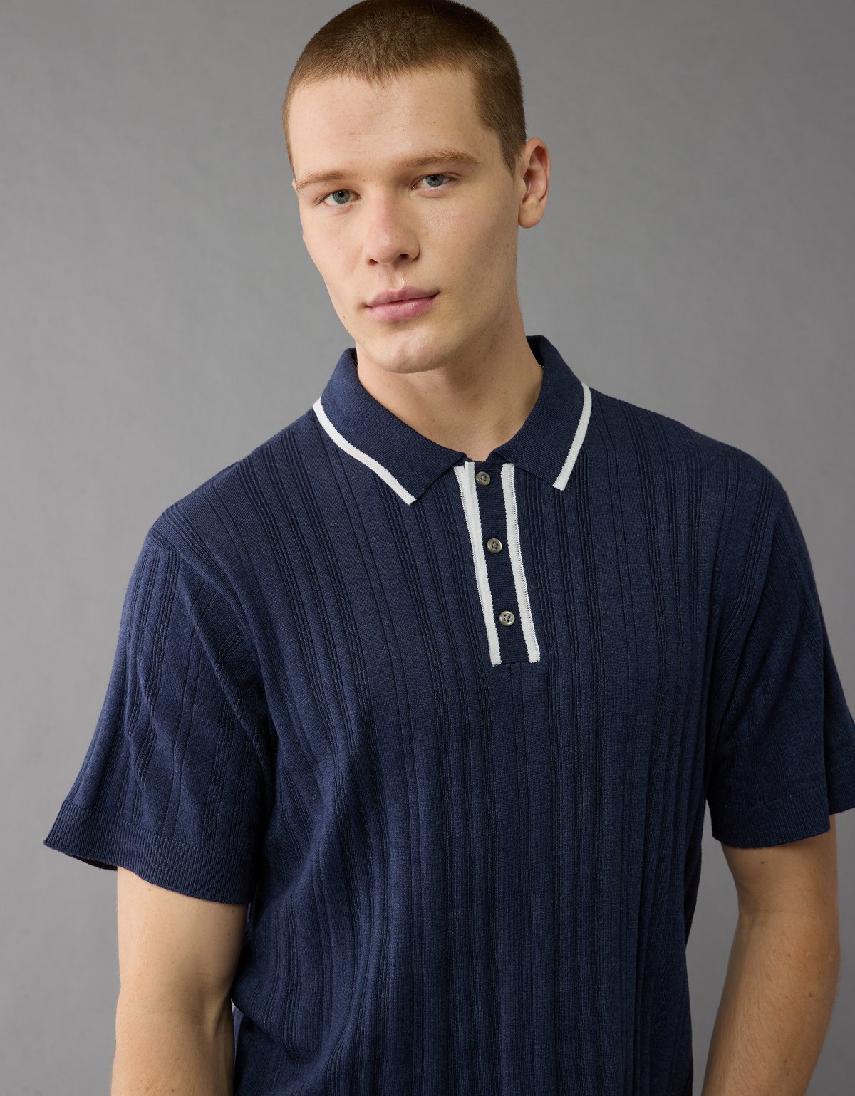 AE Weekend Tipped Sweater Polo Shirt - image 2