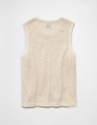 AE Open Knit Crochet Sweater Tank Top