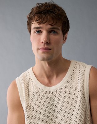 AE Open Knit Crochet Sweater Tank Top