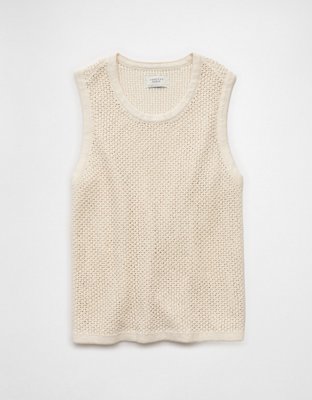 AE Open Knit Crochet Sweater Tank Top