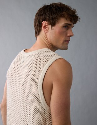AE Open Knit Crochet Sweater Tank Top