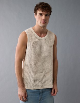AE Open Knit Crochet Sweater Tank Top