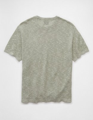 AE T-shirt Tejida de Mezcla de Lino