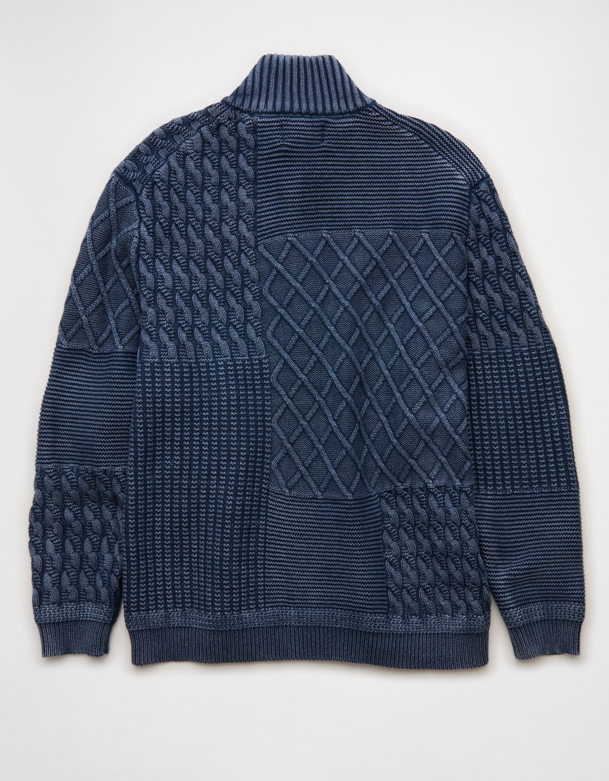 AE Button-Up Indigo Patchwork Sweater - image 4