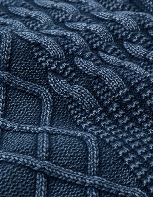 AE Button-Up Indigo Patchwork Sweater