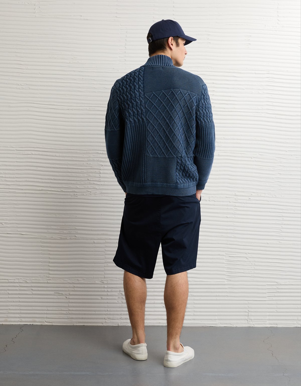 AE Button-Up Indigo Patchwork Sweater - image 2