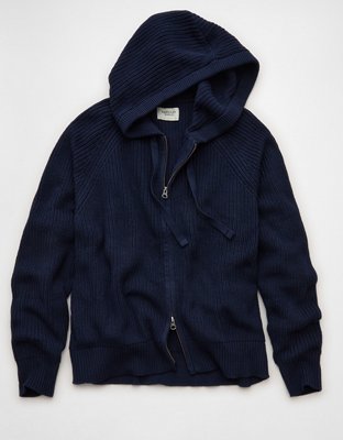 AE Zip-Up Shaker Stitch Sweater Hoodie | American Eagle
