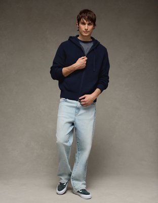 AE Zip-Up Shaker Stitch Sweater Hoodie