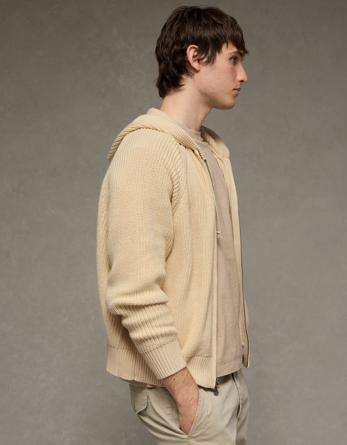 AE Zip-Up Shaker Stitch Sweater Hoodie - image 5