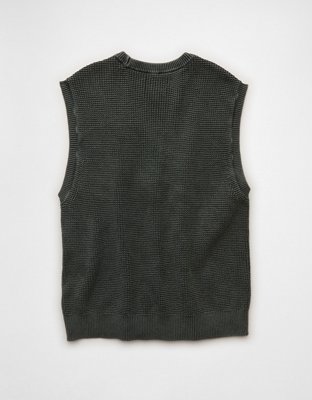 AE Garment-Washed Shaker Stitch Sweater Vest