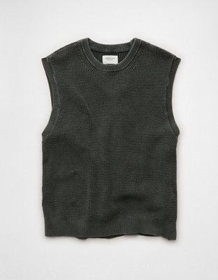 AE Garment-Washed Shaker Stitch Sweater Vest