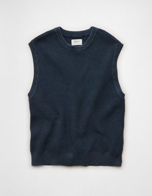 AE Garment-Washed Shaker Stitch Sweater Vest