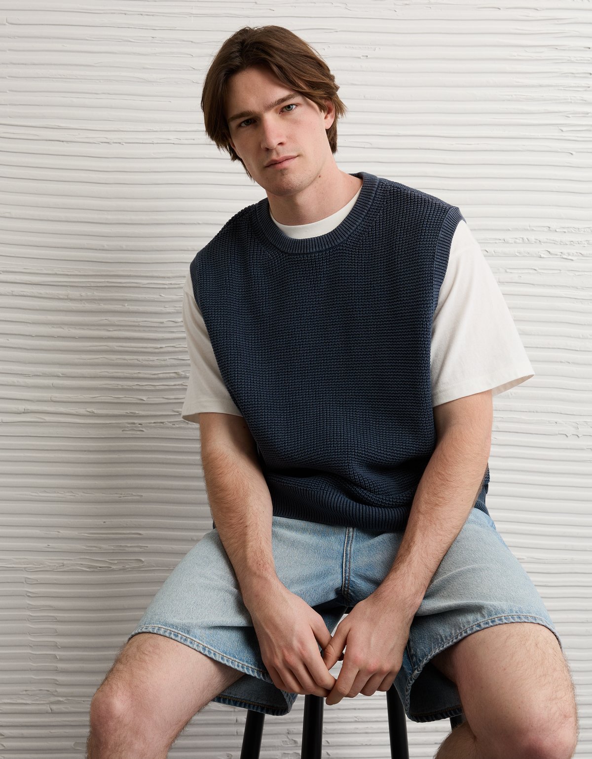 AE Garment-Washed Shaker Stitch Sweater Vest - image 2