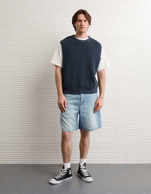 AE Garment-Washed Shaker Stitch Sweater Vest