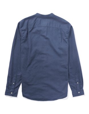 AE Band Collar Linen Button-Up Shirt