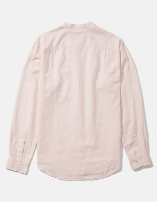 AE Band Collar Linen Button-Up Shirt