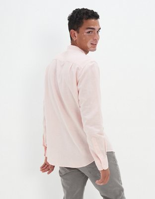 AE Band Collar Linen Button-Up Shirt