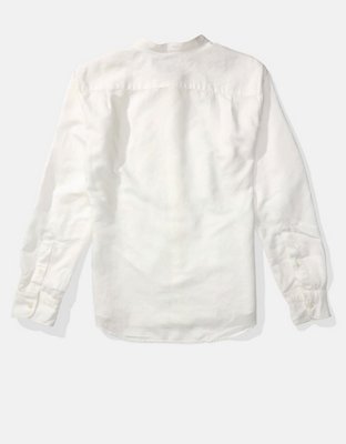 AE Camisa de Mezcla de Lino con Botones y Cuello Mao