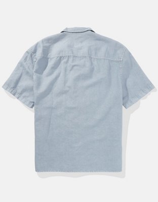 AE Linen-Blend Button-Up Poolside Shirt