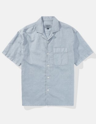 AE Linen-Blend Button-Up Poolside Shirt