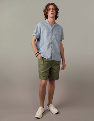 AE Linen-Blend Button-Up Poolside Shirt