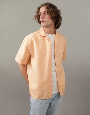 AE Poolside Linen-Blend Button-Up Shirt