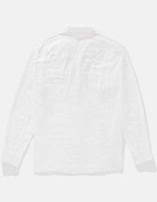 AE Long-Sleeve Linen-Blend Popover Shirt