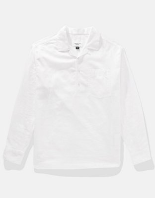 AE Long-Sleeve Linen-Blend Popover Shirt