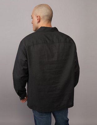 AE Camisa estilo Sudadera Manga Larga de Mezcla de Lino
