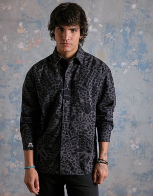AE x Golgo Camisa Estampada del Día de los Muertos con Botones